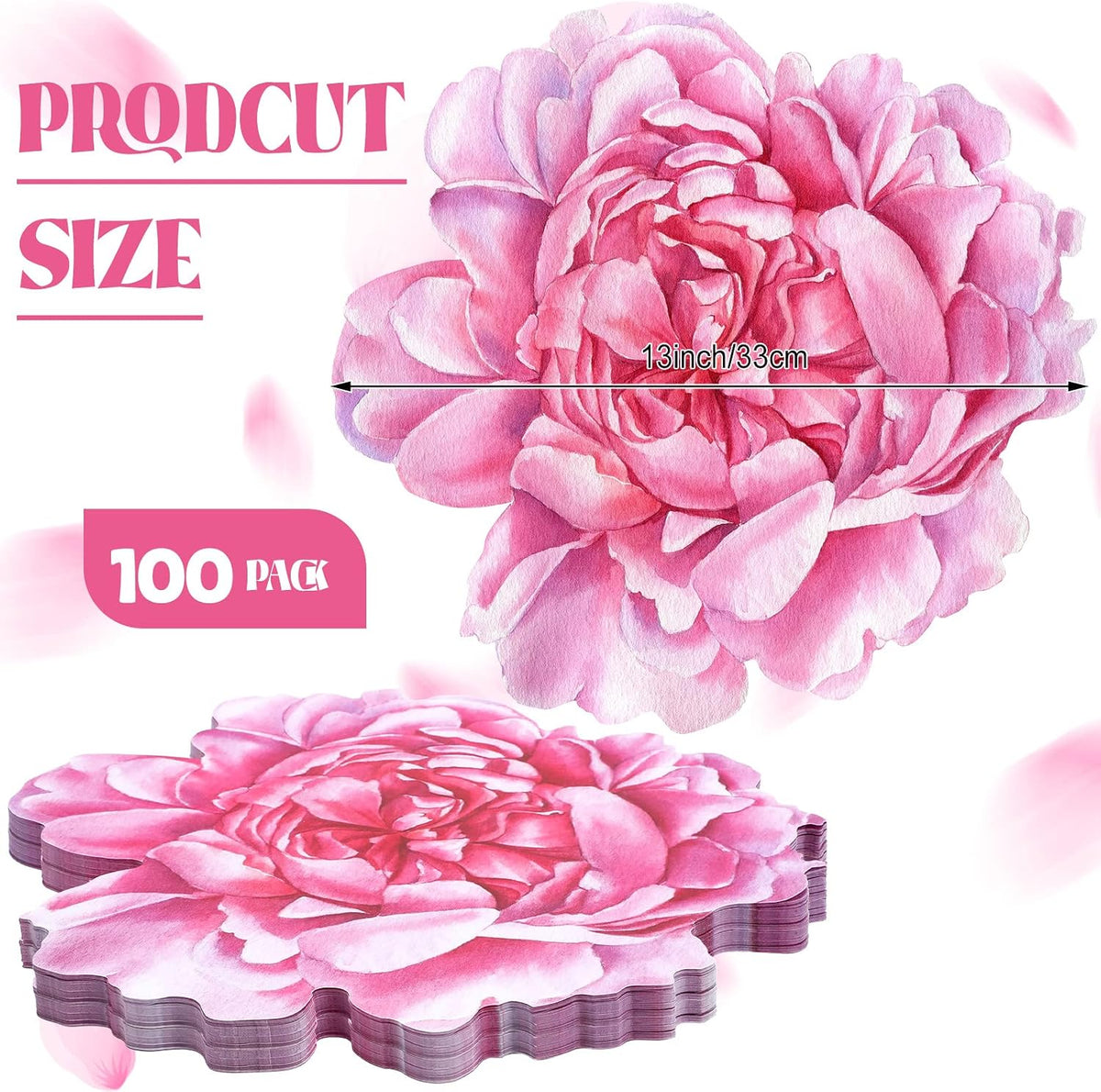 100 Pcs Peony Placemats Pink Floral Disposable Paper Place Mat Bulk