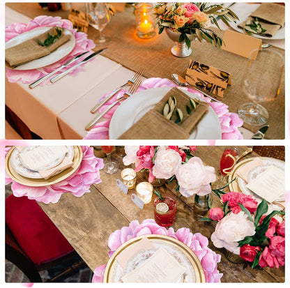 100 Pcs Peony Placemats Pink Floral Disposable Paper Place Mat Bulk