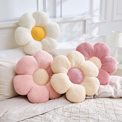 Flower Pillow, Light Pink Flower Decorative Throw Pillows for Bed Couch, Aesthetic Home Decor Cute 14.9" Daisy Floral Shaped Plush Pillow Floor Seat Cushion