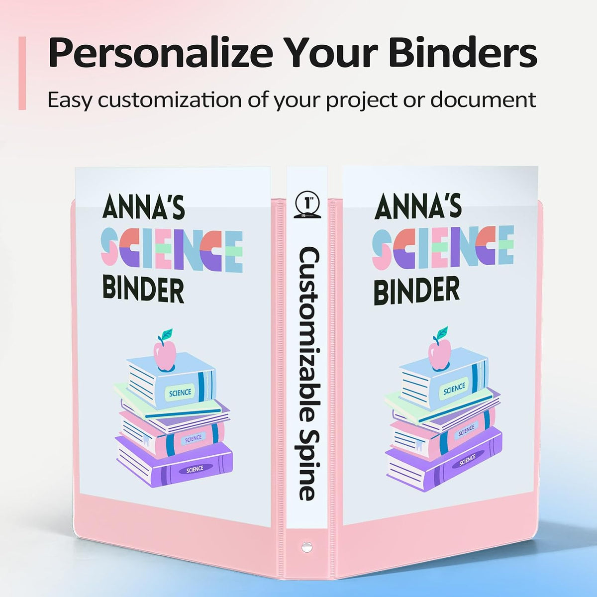 BinderX 3 Ring Binder 1 Inch, 1" Clear View Binder, Pink, Letter / A4 Size
