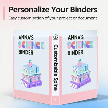 BinderX 3 Ring Binder 1 Inch, 1" Clear View Binder, Pink, Letter / A4 Size