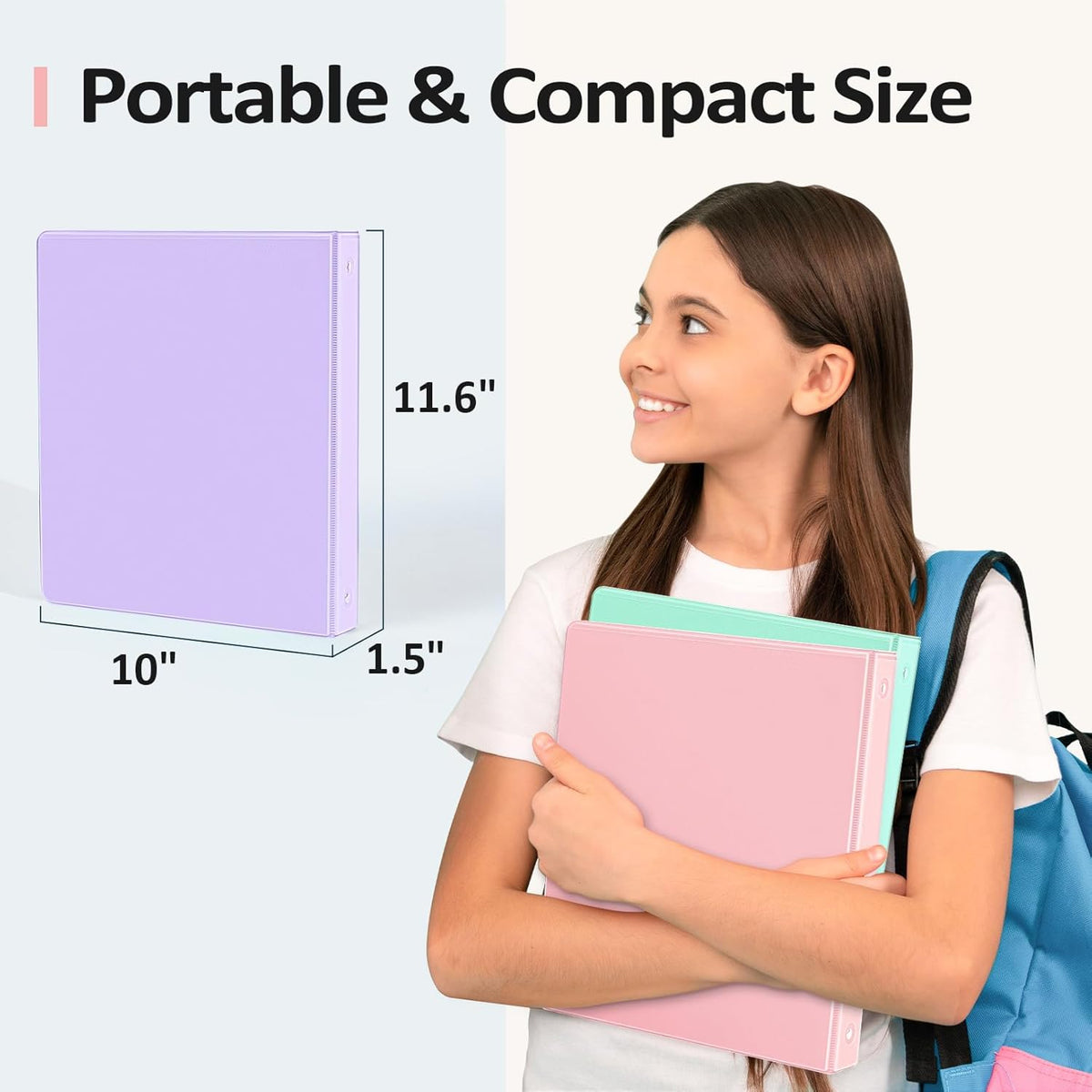 BinderX 3 Ring Binder 1 Inch, 1" Clear View Binder, Pink, Letter / A4 Size