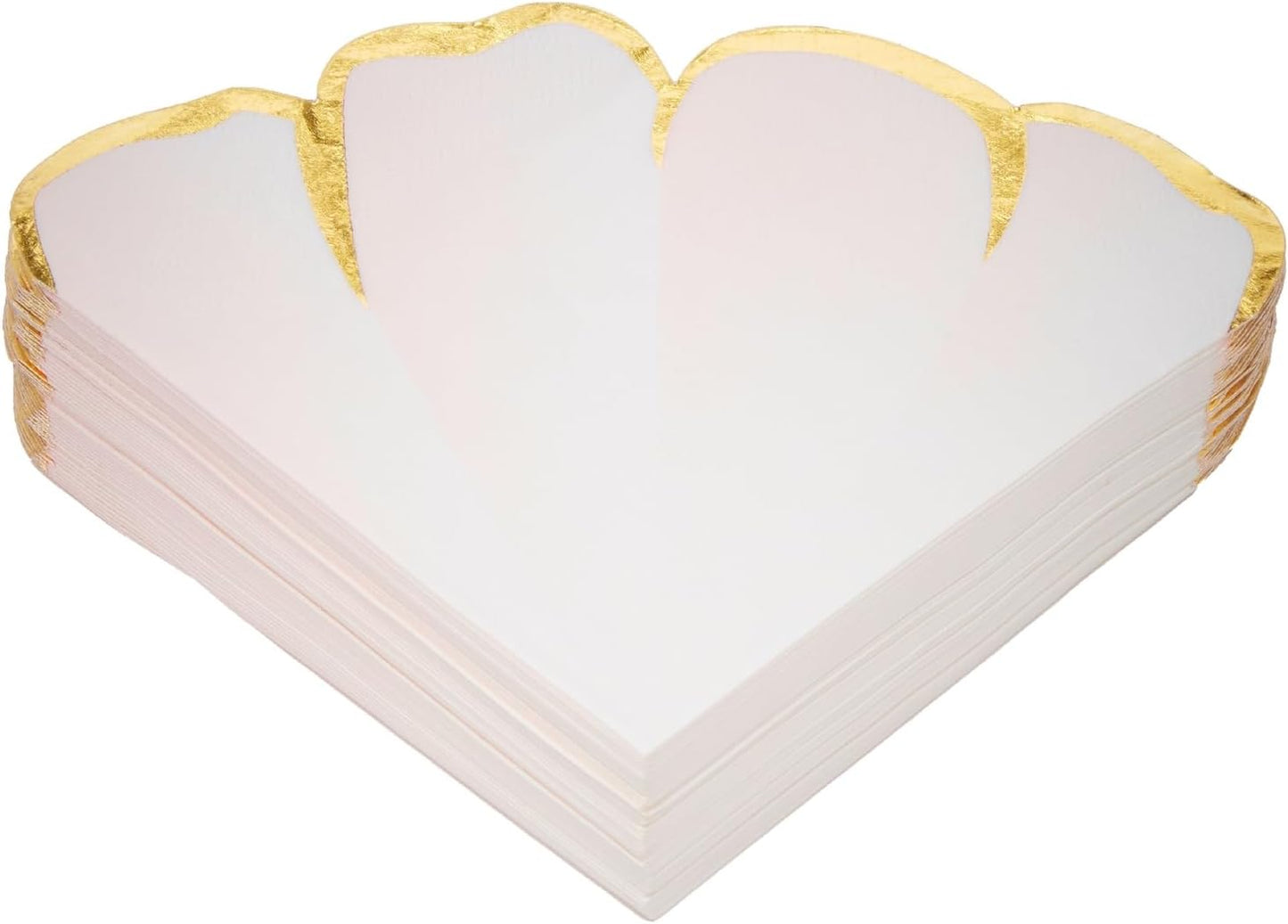 BLUE PANDA Wedding Floral Paper Napkins Pink & Gold - 50 Count, 6.25 x 6 in, 3-Ply Scalloped Edges - Disposable Party, Paper Dinner, Baby Shower & Passover Napkins - Absorbent & Tear-Resistant