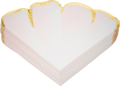 BLUE PANDA Wedding Floral Paper Napkins Pink & Gold - 50 Count, 6.25 x 6 in, 3-Ply Scalloped Edges - Disposable Party, Paper Dinner, Baby Shower & Passover Napkins - Absorbent & Tear-Resistant