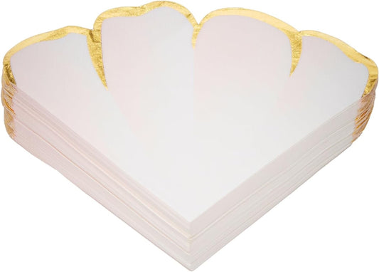 BLUE PANDA Wedding Floral Paper Napkins Pink & Gold - 50 Count, 6.25 x 6 in, 3-Ply Scalloped Edges - Disposable Party, Paper Dinner, Baby Shower & Passover Napkins - Absorbent & Tear-Resistant