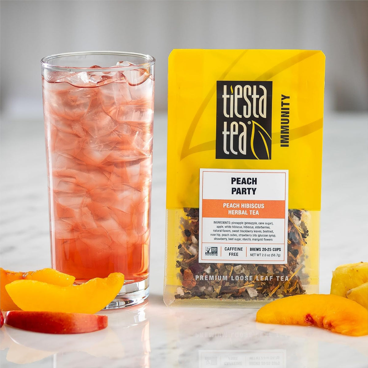 Peach Party, Loose Leaf, Peach Hibiscus Herbal Brew