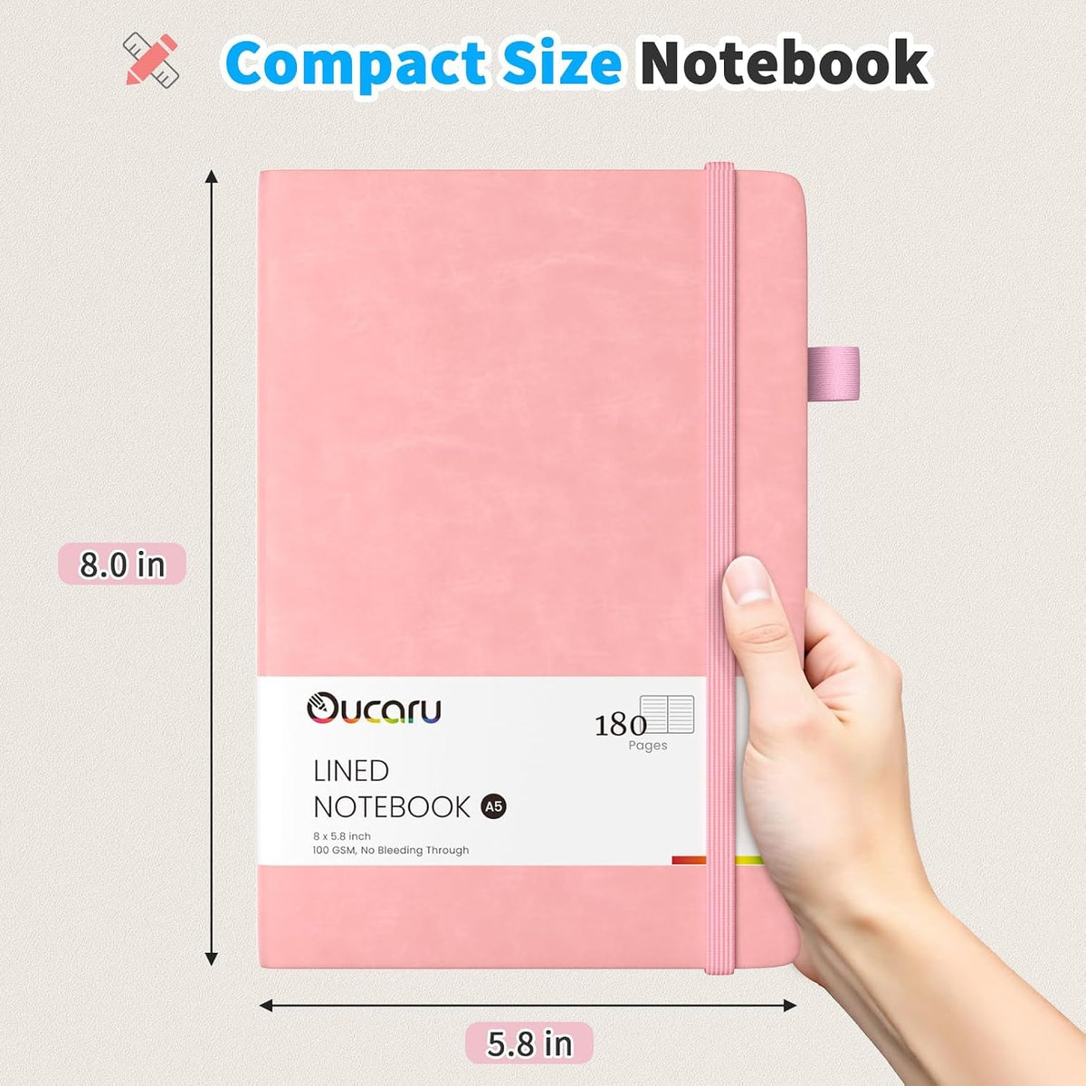 2 Pack A5 Lined Journal Notebook for Writing, 180 Pages