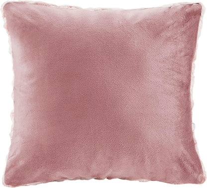 Ruched Throw Set Faux Fur Blanket, 50 x 60, Blush Tie Dye