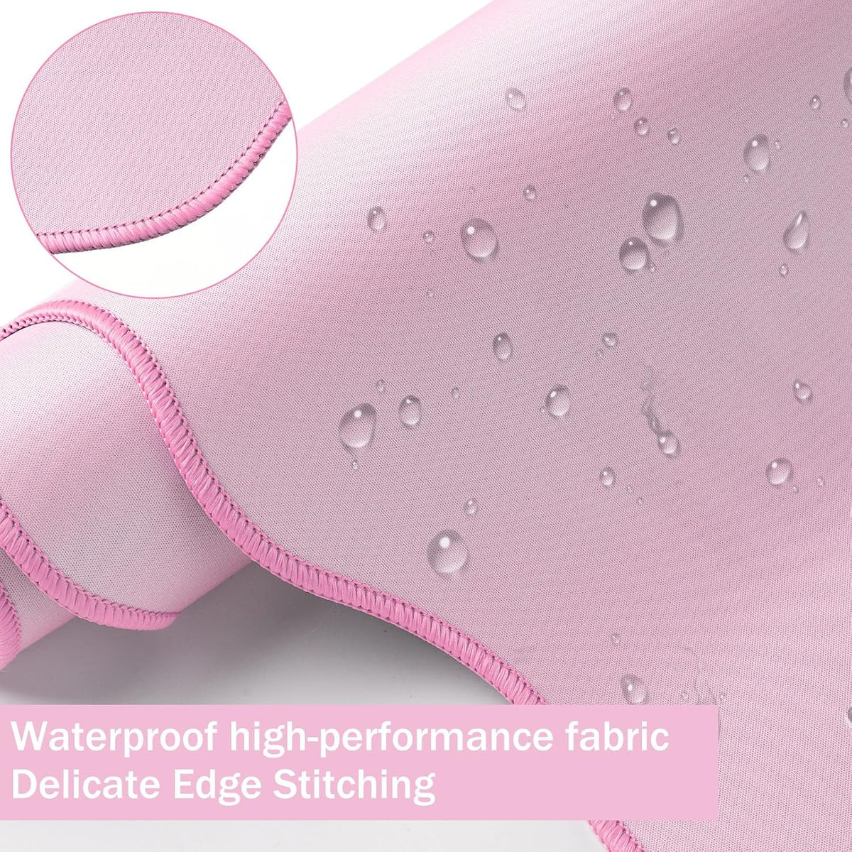 Scalloped Desk Mat Keyboard Mouse Pad Set Pink 31.5 x 15.7 Inch