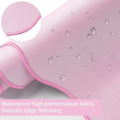 Scalloped Desk Mat Keyboard Mouse Pad Set Pink 31.5 x 15.7 Inch