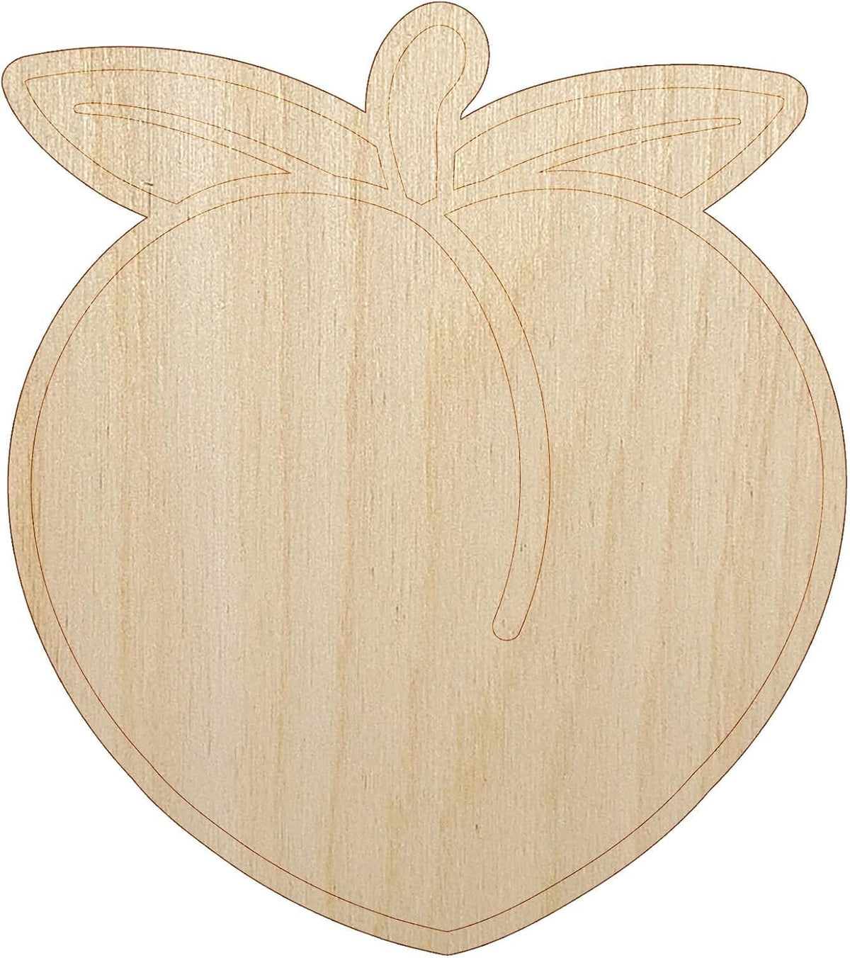 Plump Peach Solid Unfinished Wood Shape Piece Cutout for DIY Craft Projects - 1/8 Inch Thick - 4.70 Inch Size