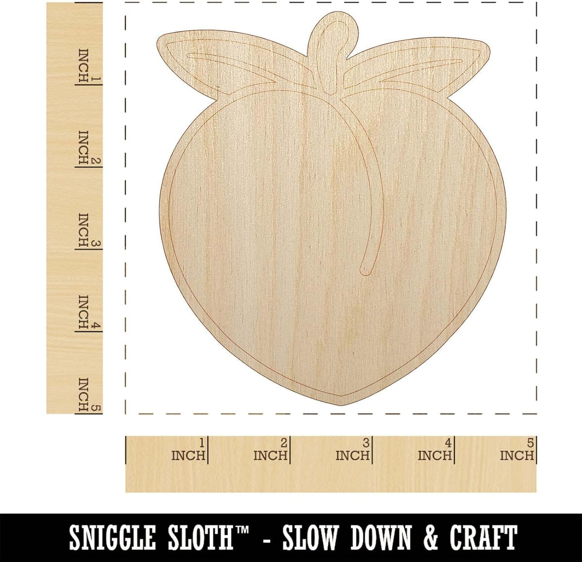 Plump Peach Solid Unfinished Wood Shape Piece Cutout for DIY Craft Projects - 1/8 Inch Thick - 4.70 Inch Size