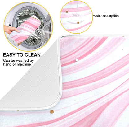 Gold Marble Design Pink Marble Stripes Stains Of Gold Dish Drying Mat Kitchen Drying Pad Dish Draining Mat Dish Rack Drainer Pad 18 x 24