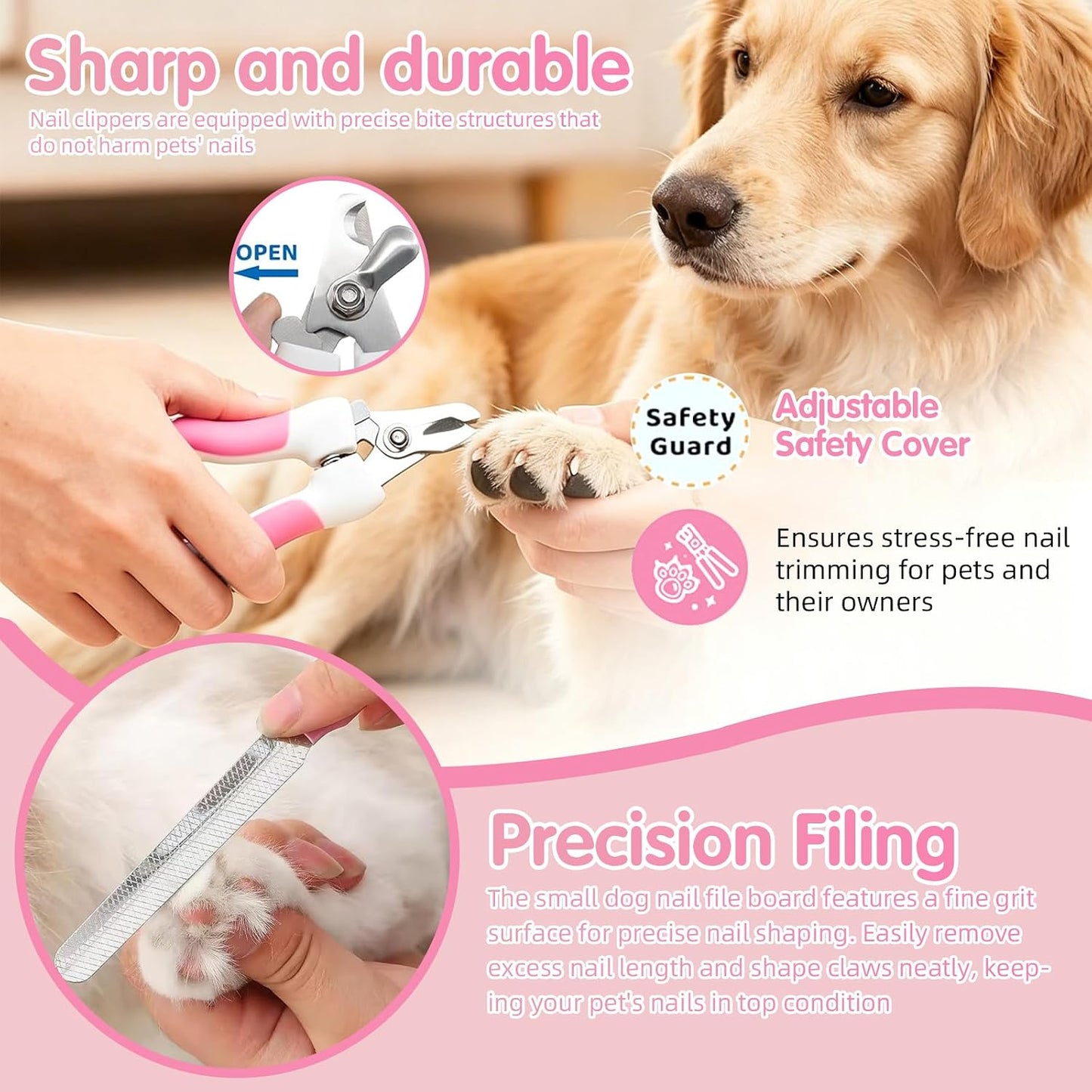 Aglads 12PCS Cat Rabbit Bunny Dog Grooming Kit,Self-Cleaning Slicker Brush&Deshedding Tool,Dematting Comb,Nail Clipper&File,Electrostatic Hair Removal Gloves,Complete Pet Grooming Supplies(12, pink)