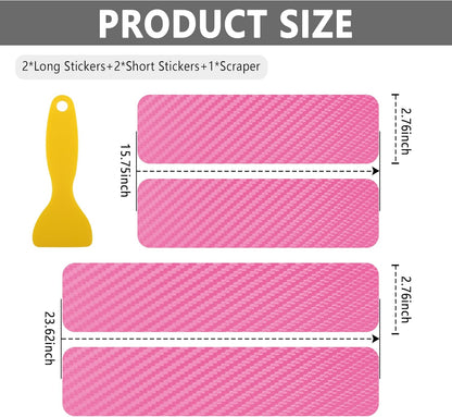 4PCS Car Door Sill Protector with Scraper,Carbon Fiber Car Door Protector Edge Guards for Front Rear Door Sills,Universal Anti-Scratch Car Door Threshold Strips (Pink)