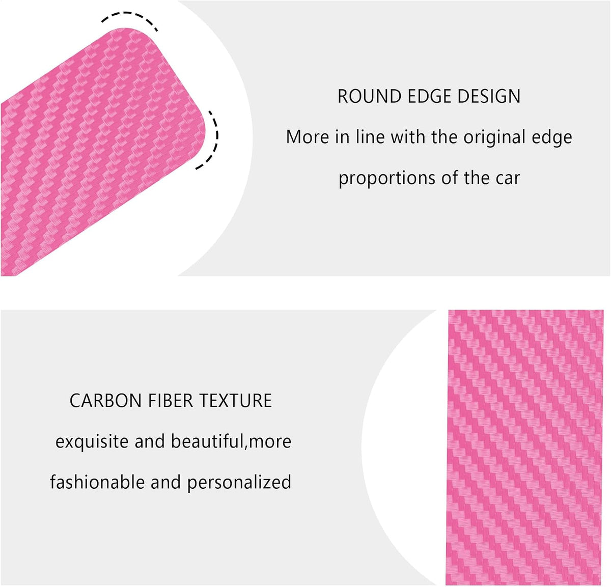 4PCS Car Door Sill Protector with Scraper,Carbon Fiber Car Door Protector Edge Guards for Front Rear Door Sills,Universal Anti-Scratch Car Door Threshold Strips (Pink)