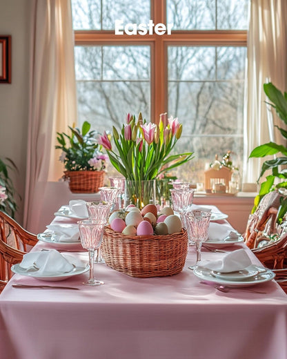 Plastic Table Cloth Disposable 8 Pack, 54 x 108 Inch Table Cloths, Easter Party, Valentines, Mothers Day Decorations, Tablecloths, Rectangle, Pastel Plastic Cover, Leakproof & Sturdy, Pink