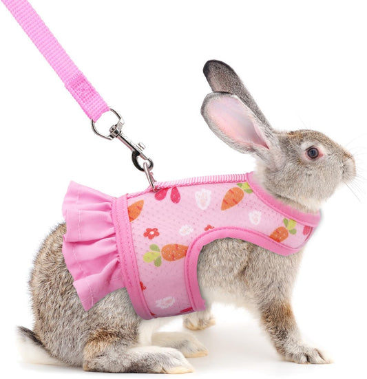 Cute Bunny Harness and Leash Set, Breathable Rabbit Harness for Small Pets