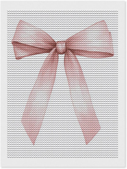 Pink Ribbon Bow in Coquette Garden DIY Gem Art Painting Kit for Adults Full Drill Round Gem Craft Kit 12"x16"