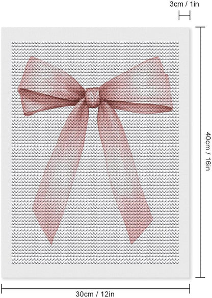 Pink Ribbon Bow in Coquette Garden DIY Gem Art Painting Kit for Adults Full Drill Round Gem Craft Kit 12"x16"