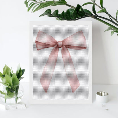 Pink Ribbon Bow in Coquette Garden DIY Gem Art Painting Kit for Adults Full Drill Round Gem Craft Kit 12"x16"