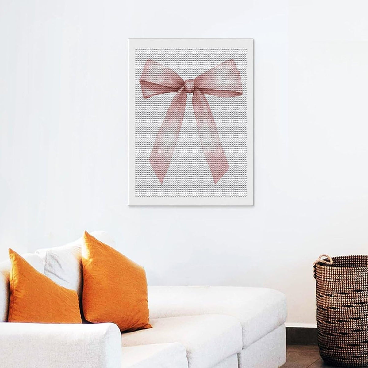 Pink Ribbon Bow in Coquette Garden DIY Gem Art Painting Kit for Adults Full Drill Round Gem Craft Kit 12"x16"