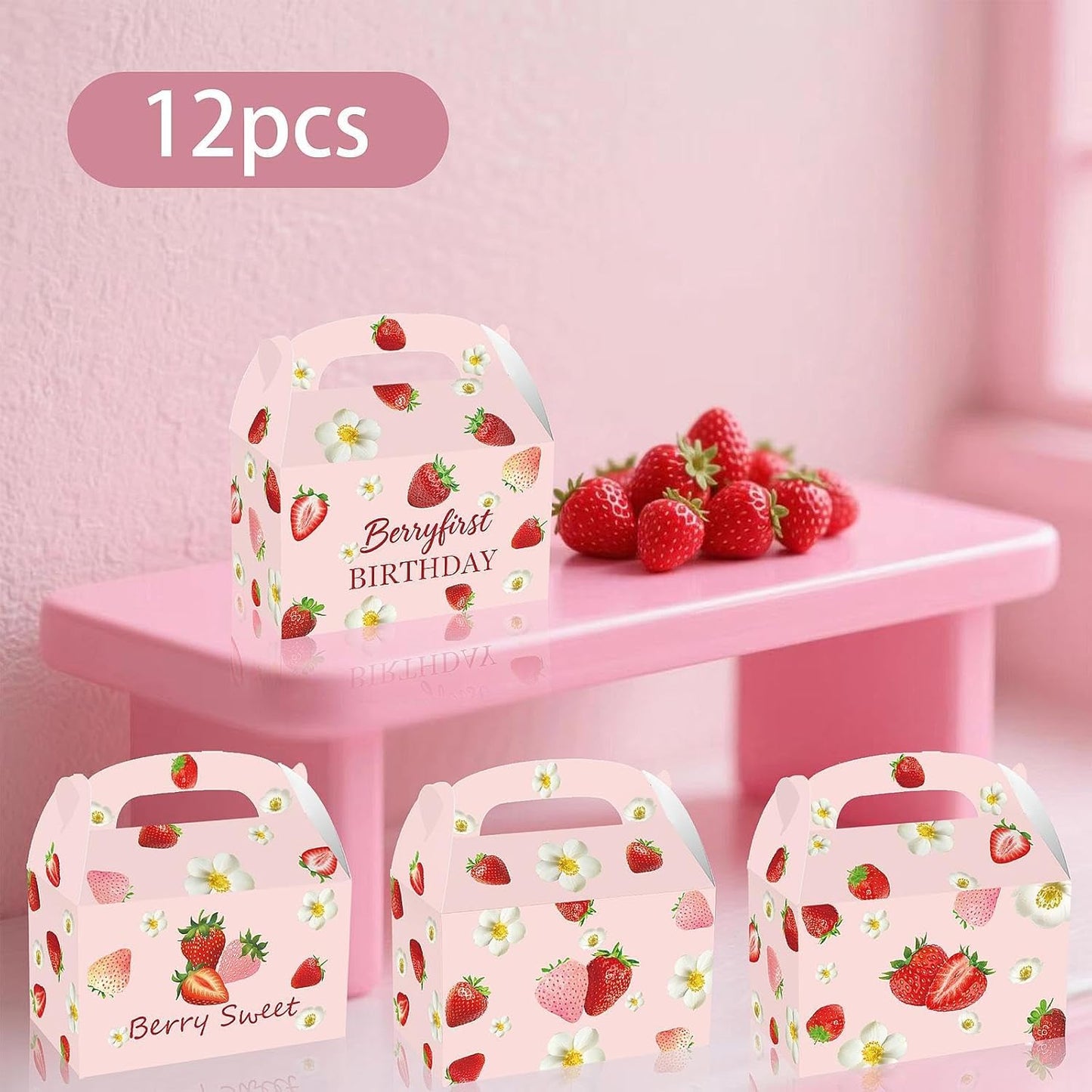 12Pcs Strawberry Party Favor Boxes for Mother Day Decoration Thanksgiving