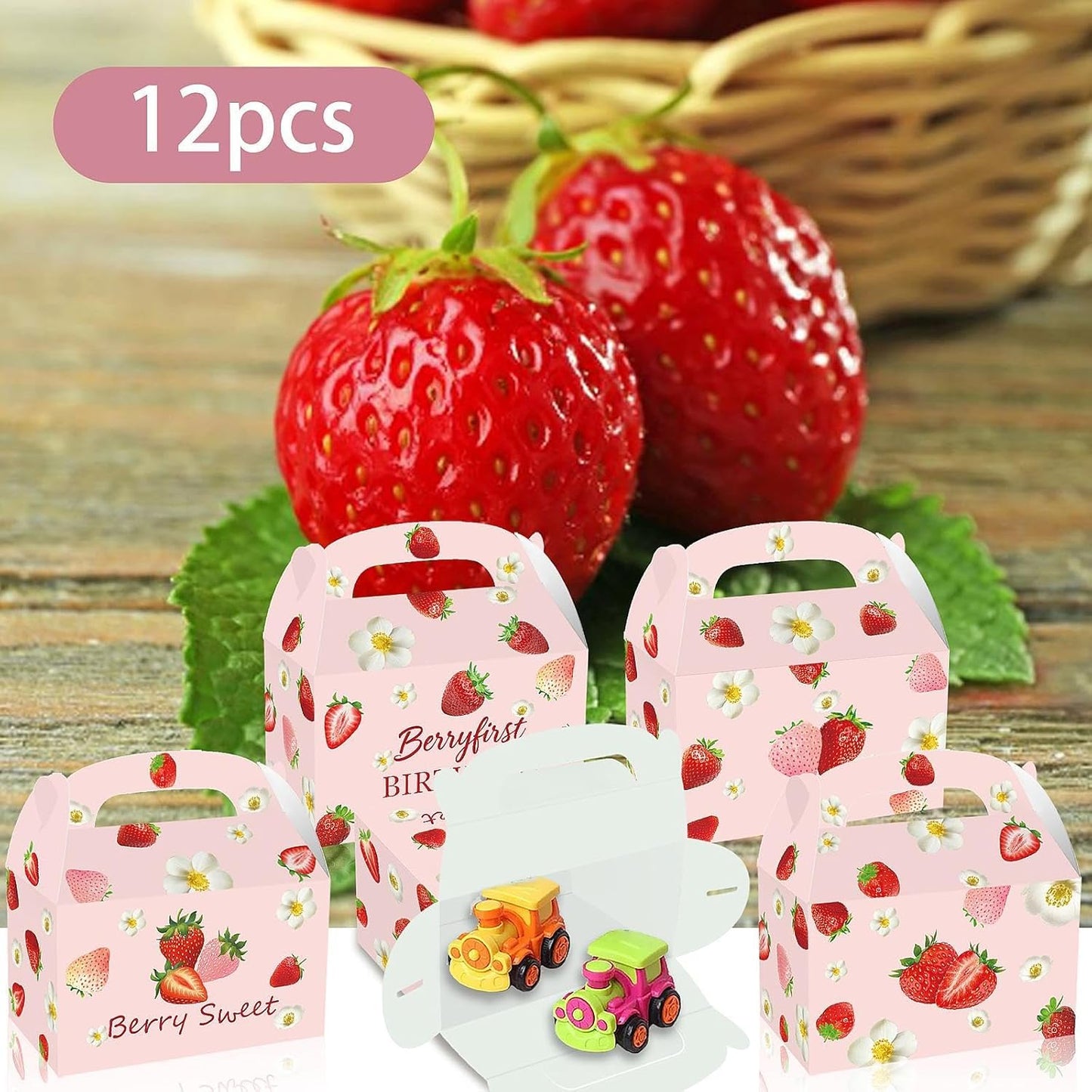 12Pcs Strawberry Party Favor Boxes for Mother Day Decoration Thanksgiving