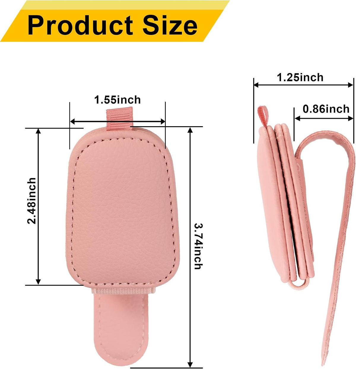 Sunglass Holder for Car, Magnetic Leather Sunglasses Holder and Ticket Card Clip, Car Visor Accessories, 2 Packs (Pink)