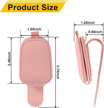 Sunglass Holder for Car, Magnetic Leather Sunglasses Holder and Ticket Card Clip, Car Visor Accessories, 2 Packs (Pink)
