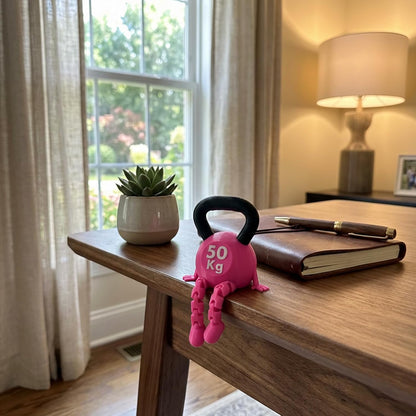 Kettlebell Ornament Gym Desk Decor with Articulated Legs Cute Mini 50Kg Kettle bell Figurine | Funny Fitness Workout Motivation Home Office Accessory | Unique Gift for Gym Lovers Bodybuilders