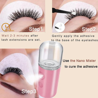 Nano Facial Mister, Nano Mister for Eyelash Extensions Face Daily Care Pink