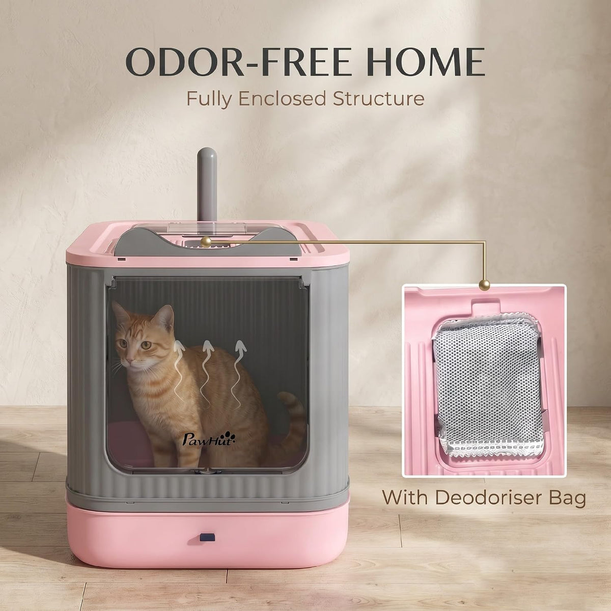 Cat Litter Box with Lid Enclosed Litter Box for Medium Cats Pink