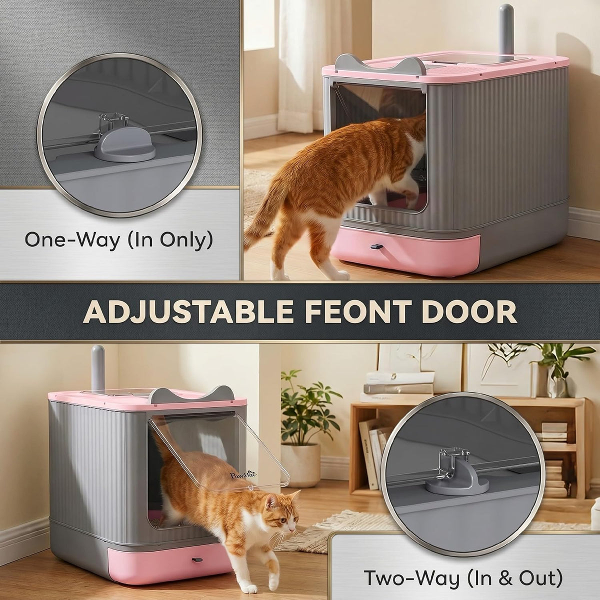 Cat Litter Box with Lid Enclosed Litter Box for Medium Cats Pink