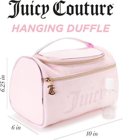 Pink Makeup Bag, Velour Hanging Duffel Rhinestones