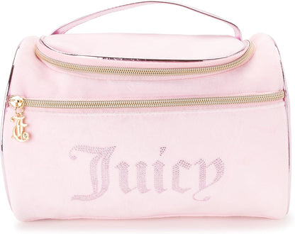 Pink Makeup Bag, Velour Hanging Duffel Rhinestones