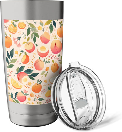 Vintage Pattern Art Peach Fruit Stainless Steel Insulated Tumbler