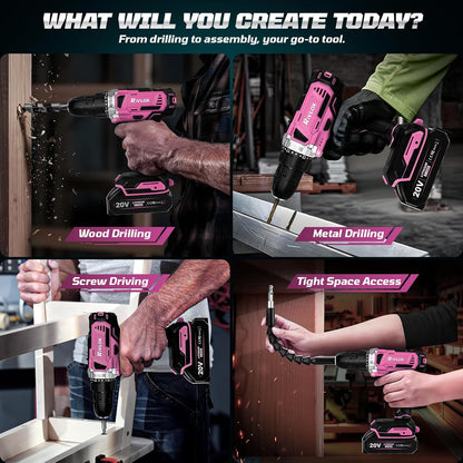 20V Cordless Drill Set,Electric Power Drill Cordless,Power Drill Drivers