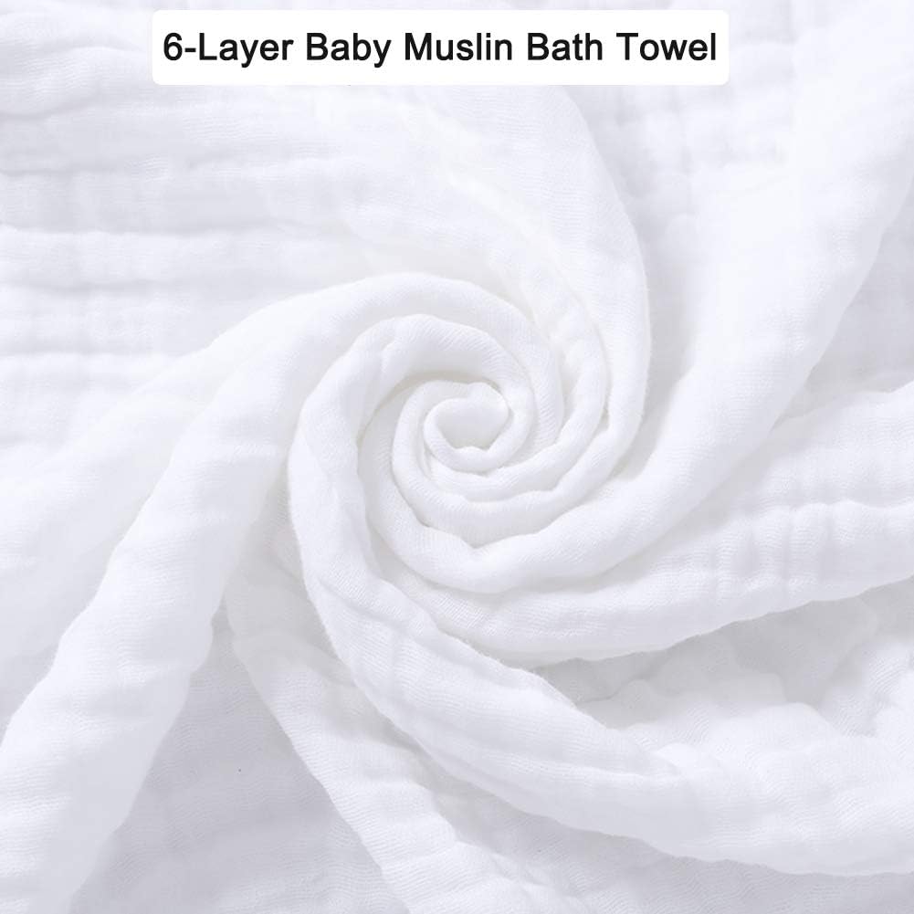 Muslin Baby Blanket 6-Layer 43"x43", 2-Pack(White & Pink)