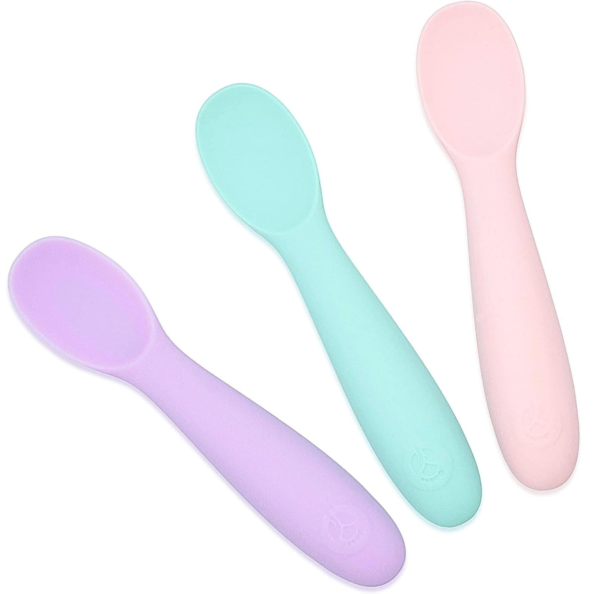 Baby Spoons for Self Feeding 6 Months +, Soft & Durable Silicone Utensils for Sensitive Gums & Teeth, Easy Grip Handles & Shorter Length for Little Hands, 3 Pack + Carrying Case