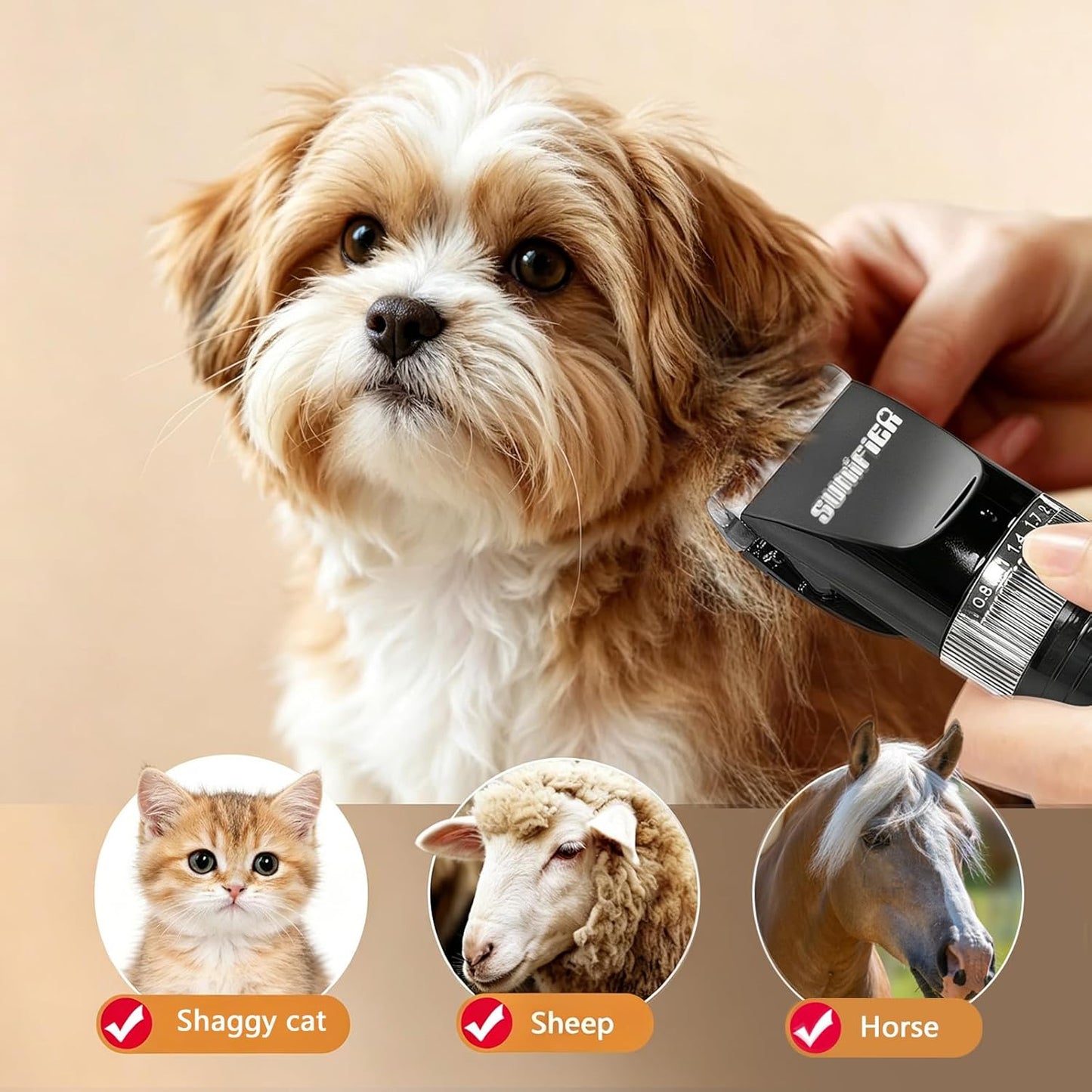 Professional Dog Grooming Clippers for Thick Coat - Dog Hair Trimmer for Grooming Kit- Sheep Shears for Thick Hair – Pet Grooming Clippers for Dogs, Cats, Sheeps, Horse (Black)
