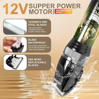 Professional Dog Grooming Clippers for Thick Coat - Dog Hair Trimmer for Grooming Kit- Sheep Shears for Thick Hair – Pet Grooming Clippers for Dogs, Cats, Sheeps, Horse (Black)
