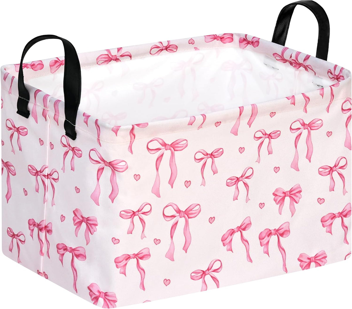 Pink Bowknot Girls Gifts Storage Box Clothes Hamper Basket Collapsible Organizer Bin Toys Shelf Baskets for Home Bedroom Decor