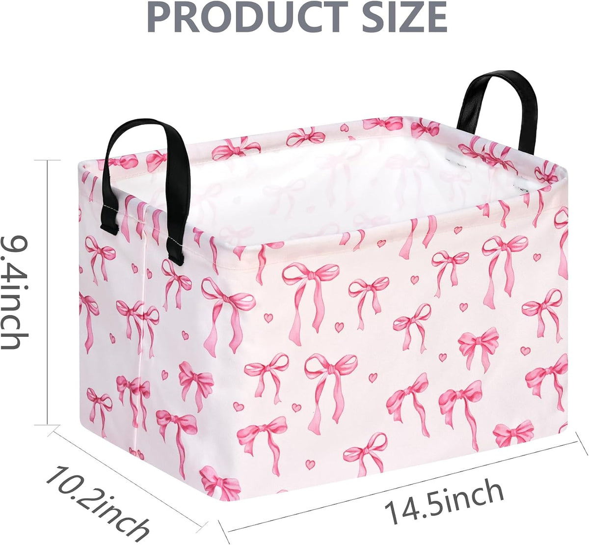 Pink Bowknot Girls Gifts Storage Box Clothes Hamper Basket Collapsible Organizer Bin Toys Shelf Baskets for Home Bedroom Decor