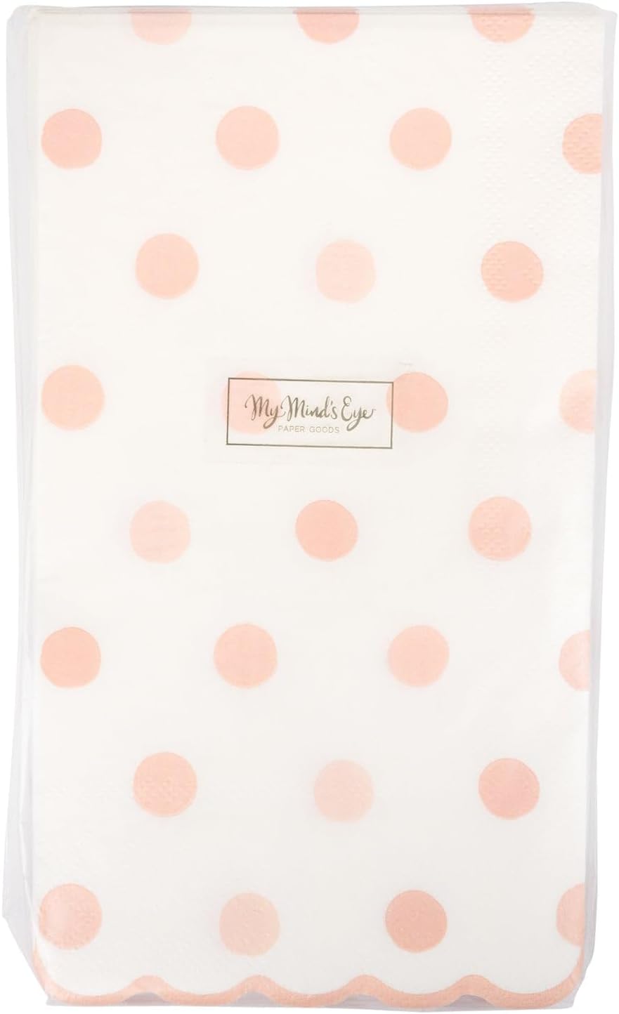 My Mind’s Eye Baby Pink Polka Dot Dinner Napkins – Cute Baby Shower Paper Napkins for Girls Birthday Parties Gender Reveal Celebrations and Dessert Tables – 4.25 x 7.75 Inches, 24 Pack