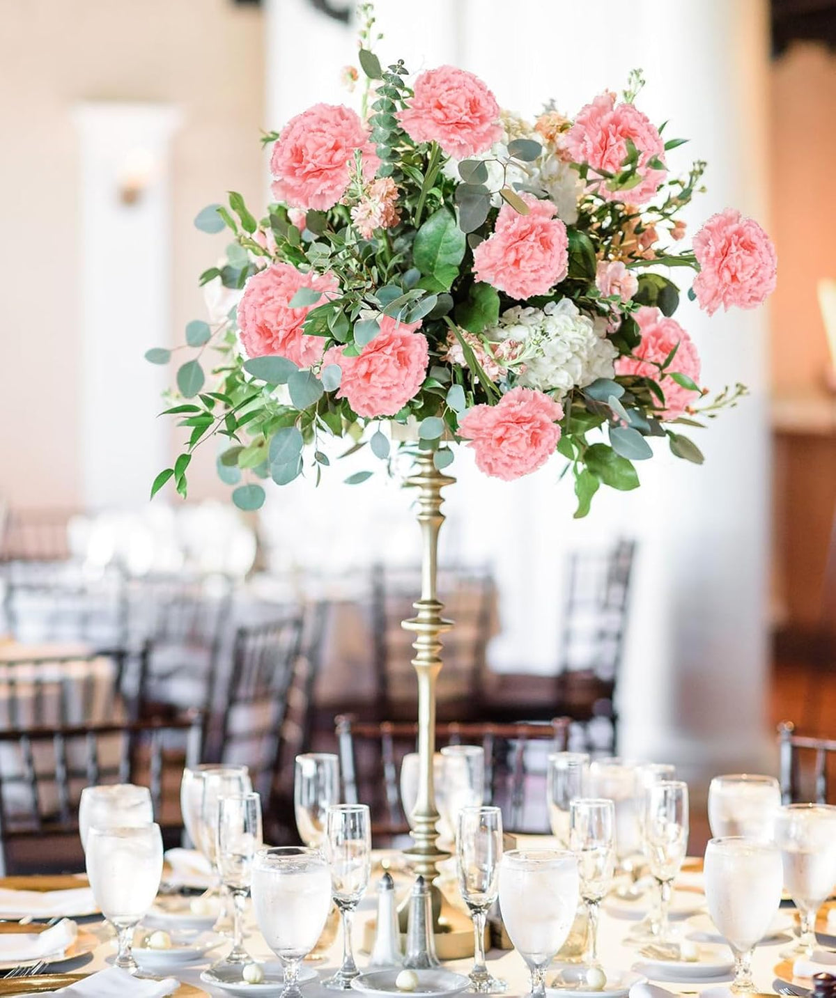 Pink Carnations Artificial Flowers,6PCS Real Touch Faux Flowers 20'' Artificial Silk Carnations with Stems for Wedding Bouquet Party Table Centerpieces Home Decor (Pink)