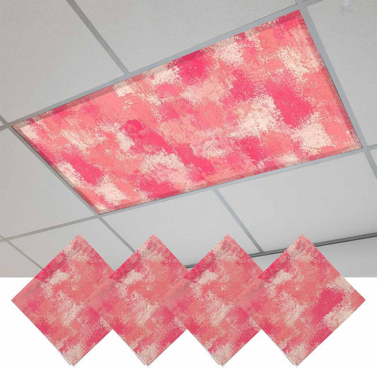 Pink Beige Ink Splatters Fluorescent Light Covers 4 Pack Abstract Minimalist Vintage Rough Texture Magnetic Fluorescent Ceiling Lights Filters for Office Classroom Home Drop Ceiling 4x2 Feet