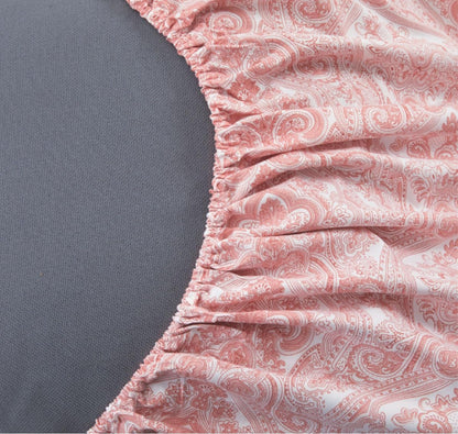 Home 6-Piece Elegant Bed Sheet Set - Full, Soft Pink Paisley