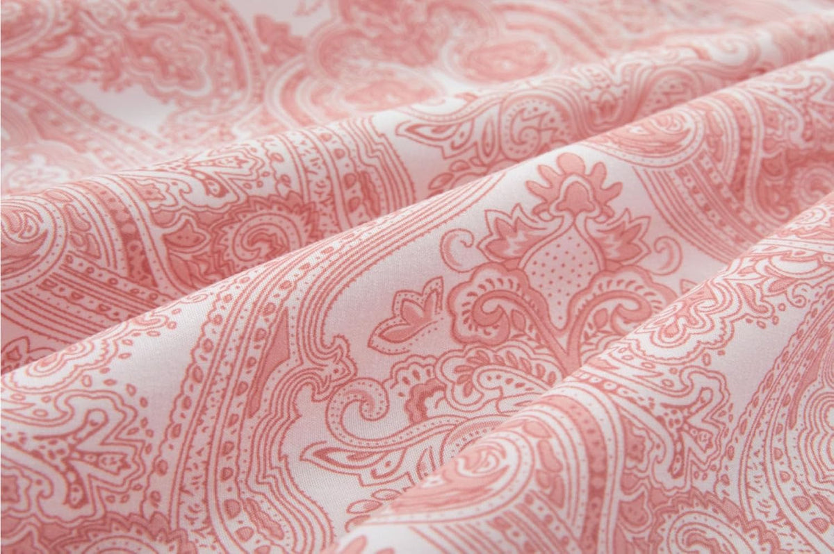 Home 6-Piece Elegant Bed Sheet Set - Full, Soft Pink Paisley