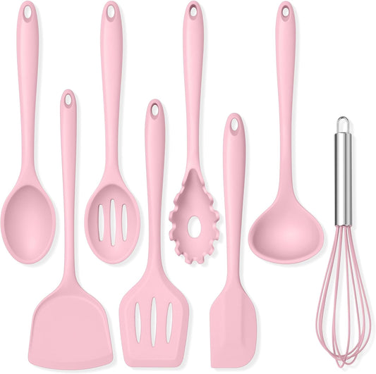 Silicone Cooking Utensils Set, 8 PCS Kitchen Utensils Set, Pink